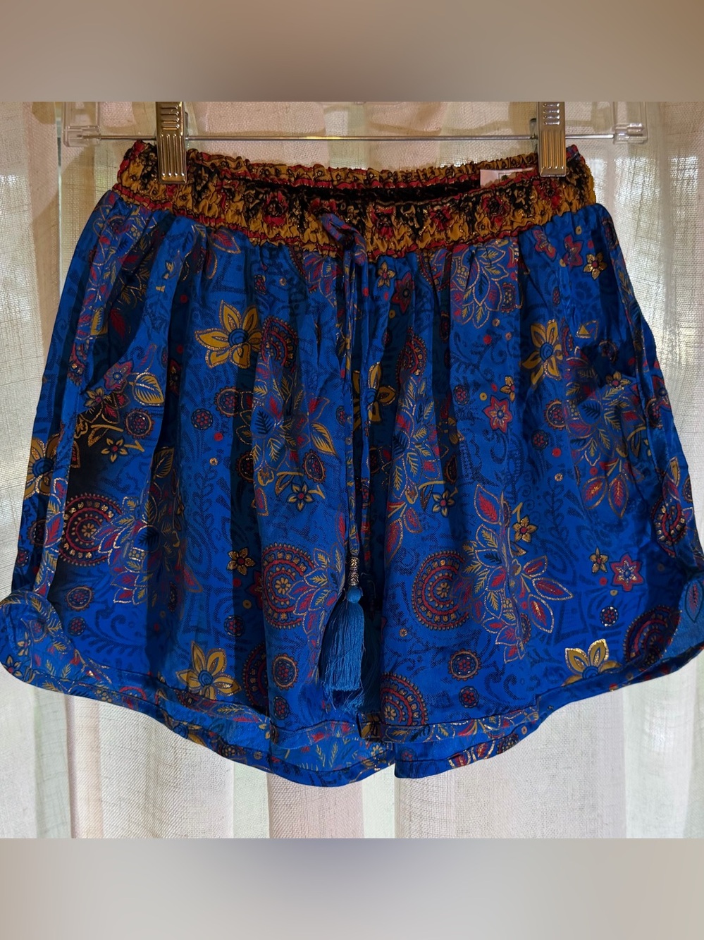 India Boutique Blue Floral Paisley High-Waist Shorts